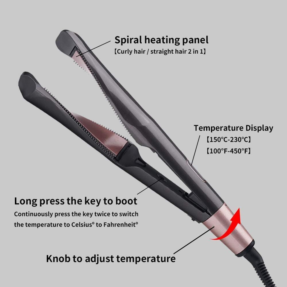 Curl e em linha reta confiança s6606 s8500 profissional onda espiral curling ferro ferramentas de estilo 2 em 1 modelador cabelo &amp; straightener