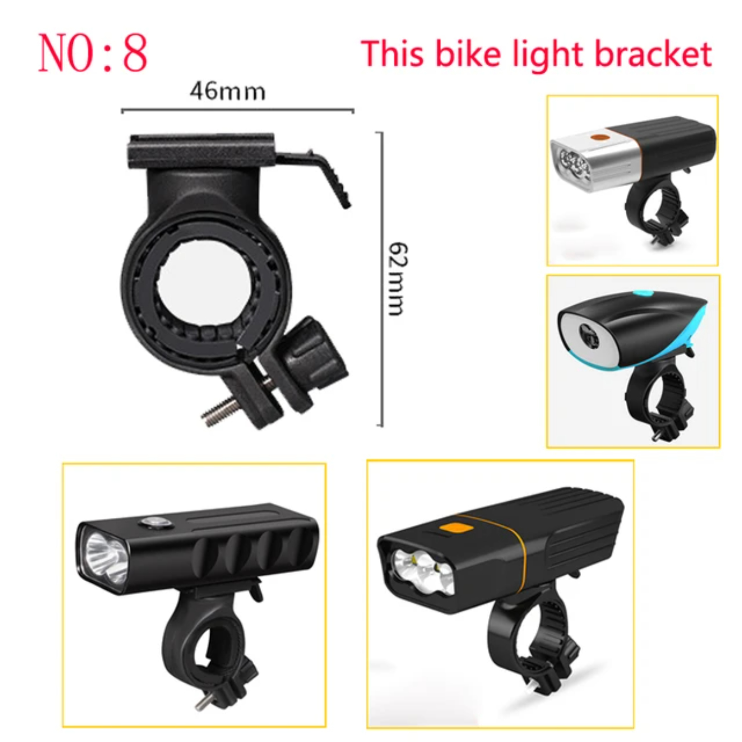 1PC Bike Light Bracket Mount Bike Lamp Support Bicycle Light Holder Bike Accessories Rotation Cycling Bike Flashlight Rack Xoss: PURPLE