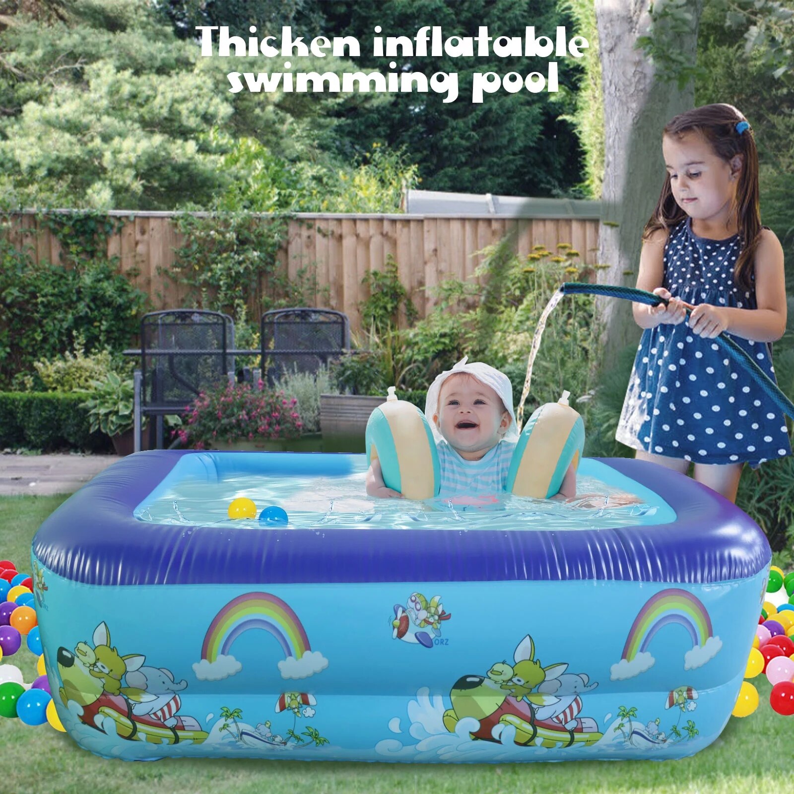 120/130 CM Rectangulaire Gonflable Piscine Pataugeoire Baignoire Extérieure Piscine D'été Pour Les Enfants