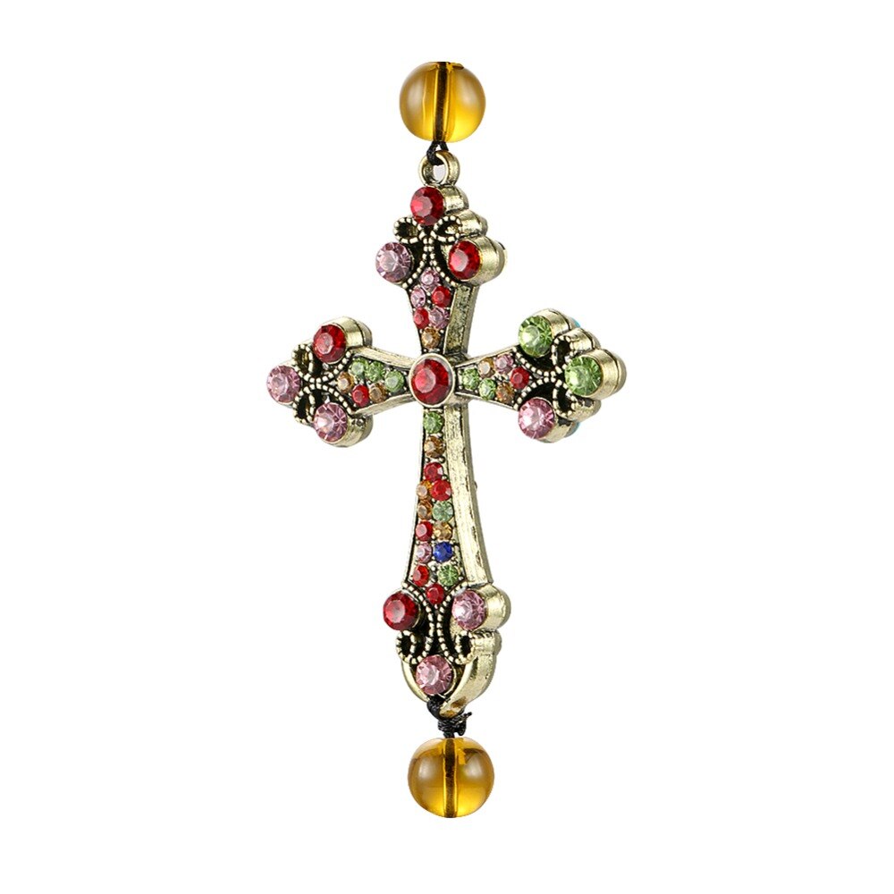 Auto Hanger Jesus Kruis Auto Achteruitkijkspiegel Opknoping Decoraties Strass Prachtige Kwastje Stijl Automobiles Auto Accessoires
