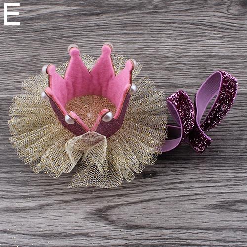 Baby Mädchen Prinzessin Königin Faux Perle Tiara Haarband Stirnband Krone Spitze Headwear: rosa