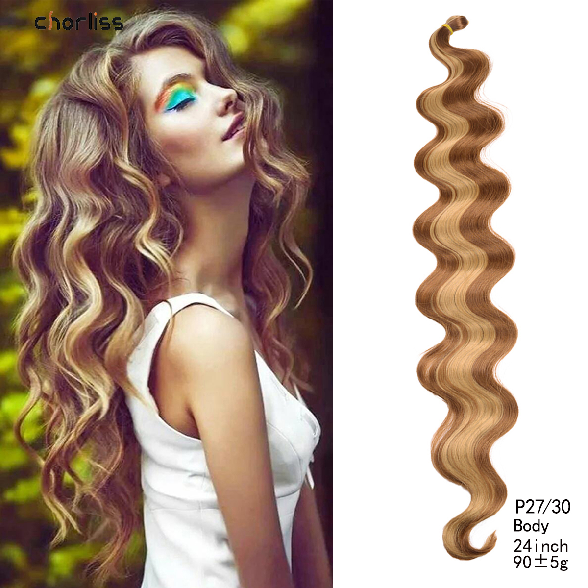 Body Wave Crochet Hair 22Inch Weaving Soft Natural Synthetic Braid Hair Extensions Deep Ocean Wave Twist Crochet Braids Hair: P1B/30