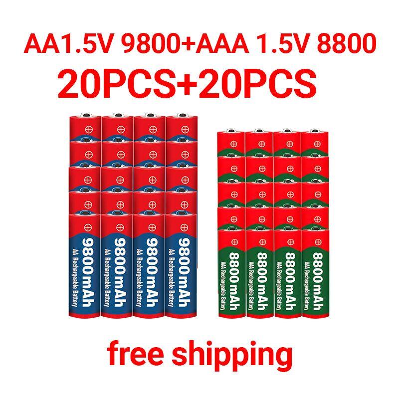 1.5v aa 9800 mah +1.5v aaa 8800 mah alkaline 1.5v genopladeligt batteri til urlegetøj kamera batteri