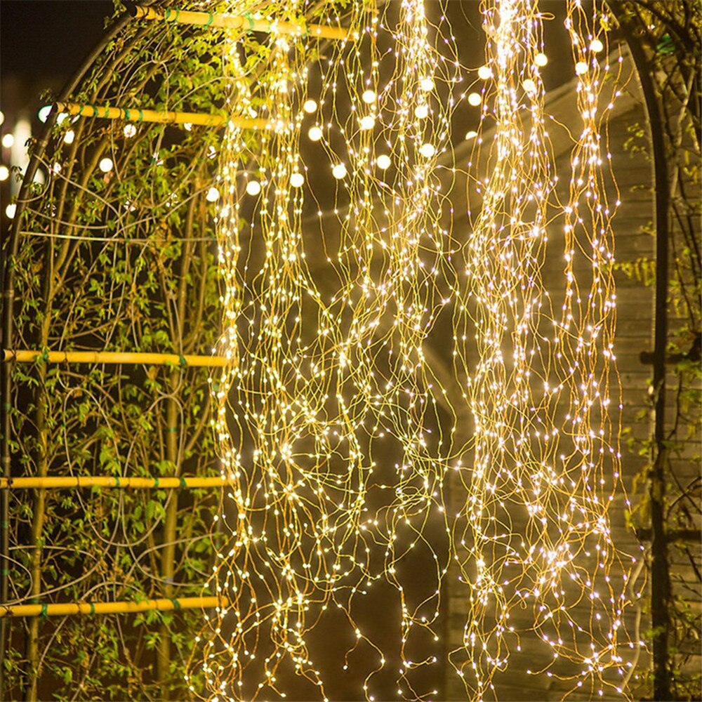 2X10M 200LED Copper Wire Solar Fairy LED String Light Tree Vines Branch lights Outdoor Garden Waterfall Icicle Light