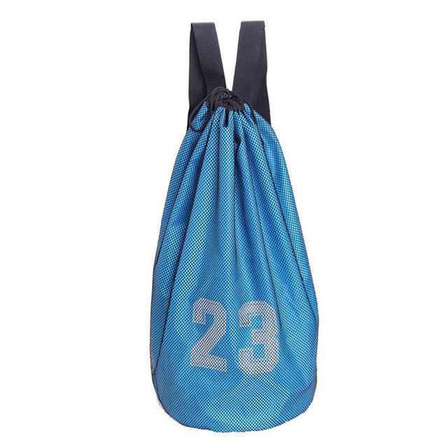 Sportsball ryggsekk basketball fotball oppbevaringsnett bag trening ball mesh bag: Blå