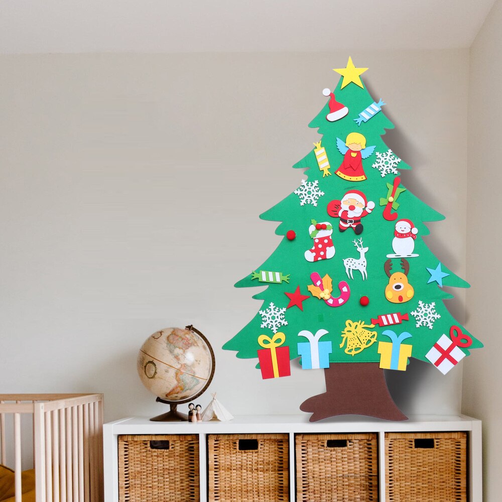 1 Set DIY Wall Decor Felt Christmas Tree Hanging Ornament Lovely Christmas Decor