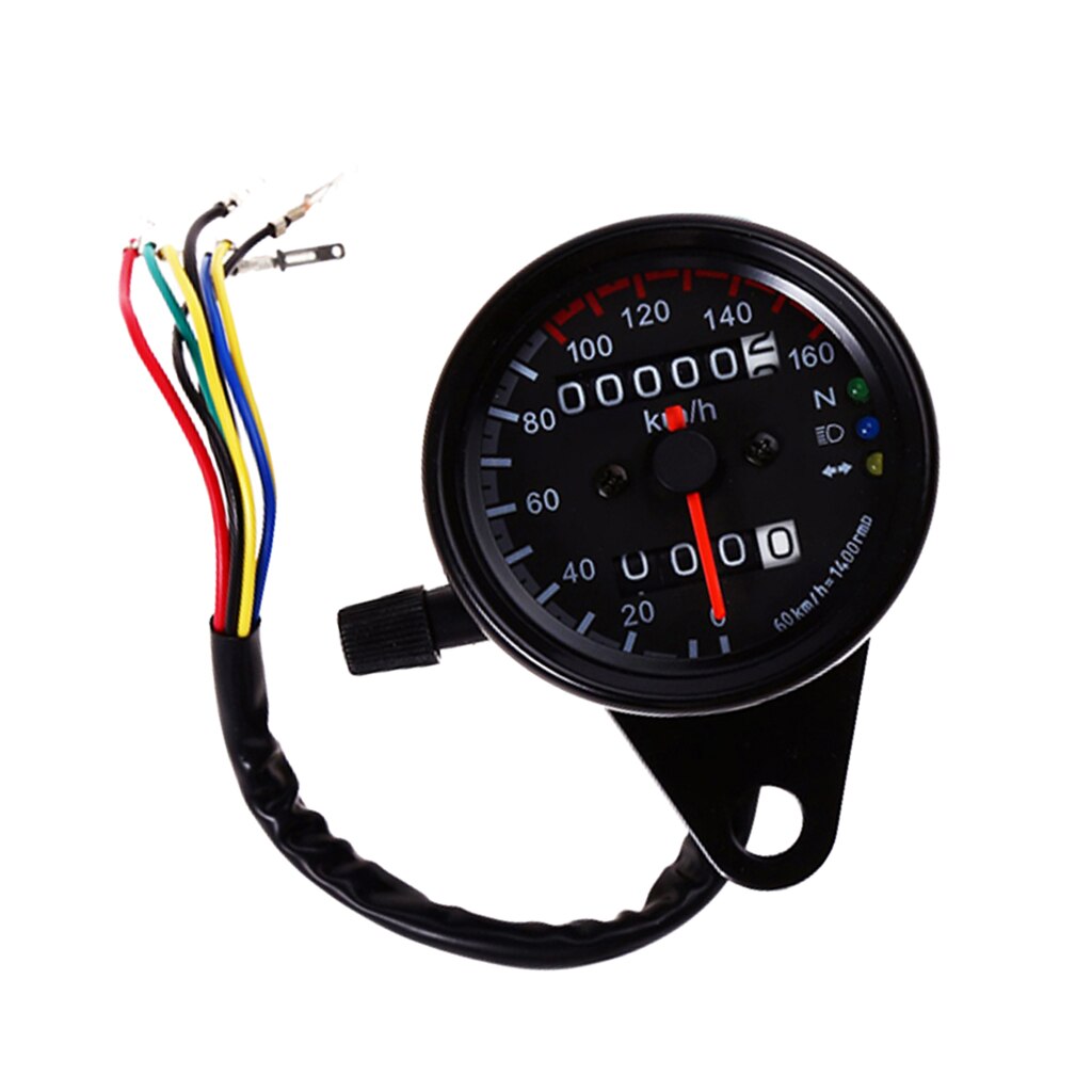 Black 12 Volt LED Backlight Signal Motorcycle Odometer KMH Speedometer Gauge