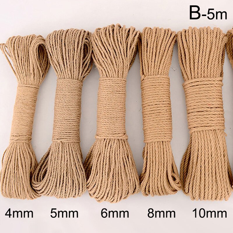 1Roll 5/10m Natural Jute Linen Rope Home Decoration Retro Style DIY Craft Cord Decorative Rope 4/6/8/10mm Diameter Handmade: 5m-10mm