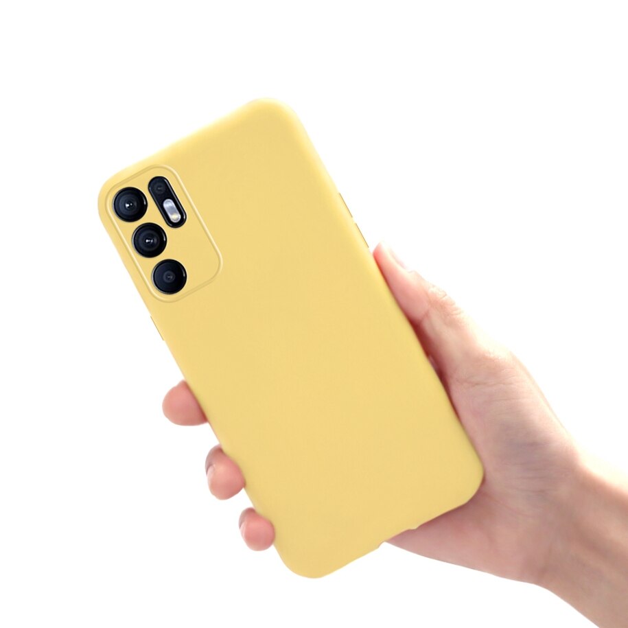 Für OPPO Reno 6 5G Fall Flüssigkeit Silikon Telefon Fällen Stoßfest Stoßstange Für OPPO Reno6 CPH2235 Weiche Abdeckung zurück Gehäuse Fundas: OPPO Reno 6 4G / Yellow