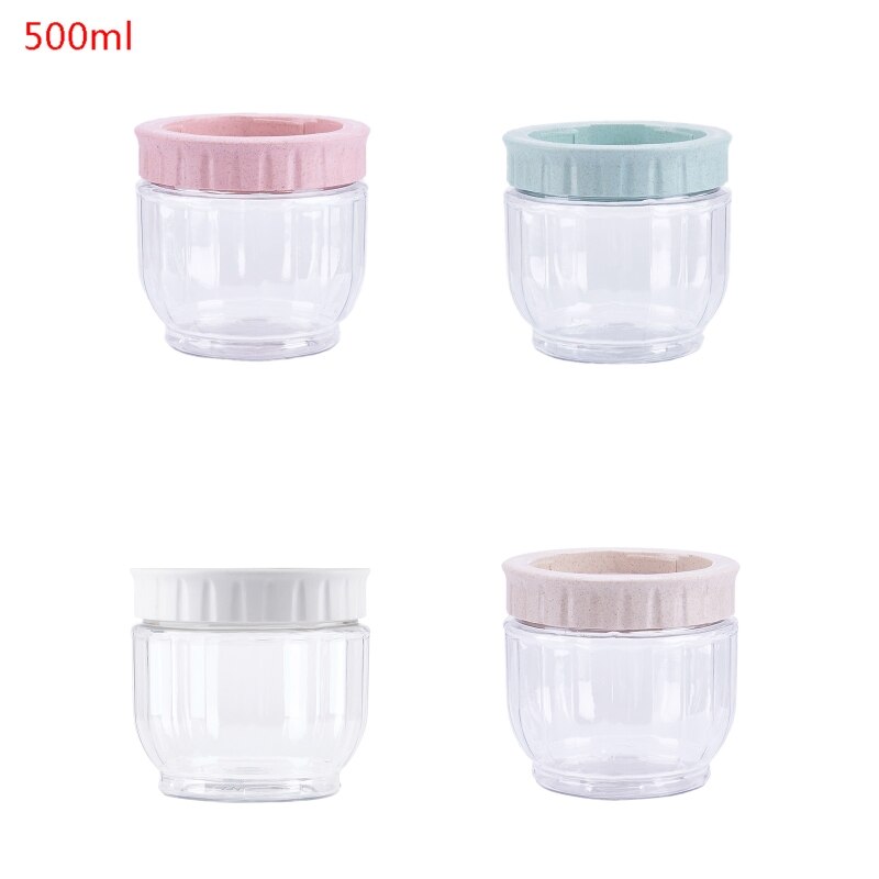 Kitchen Transparent Food Storage Container With Lids Durable Seal Pot Cereal Grain Bean Rice Sealed Plastic Milk Powder Jar: 500ML