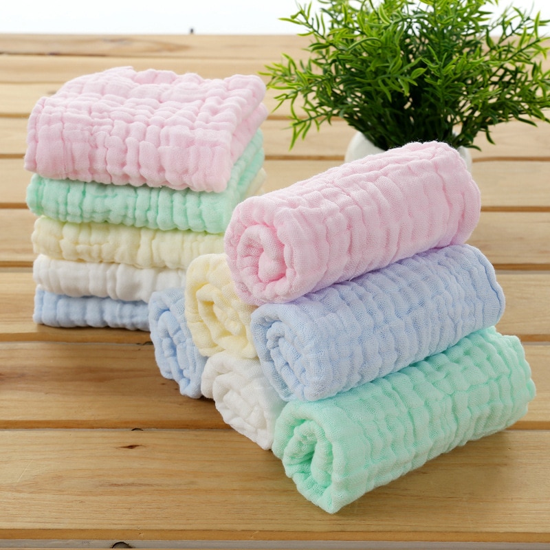 Six layers of gauze cotton square towel Children towel Fold a handkerchief Plain printed saliva towel