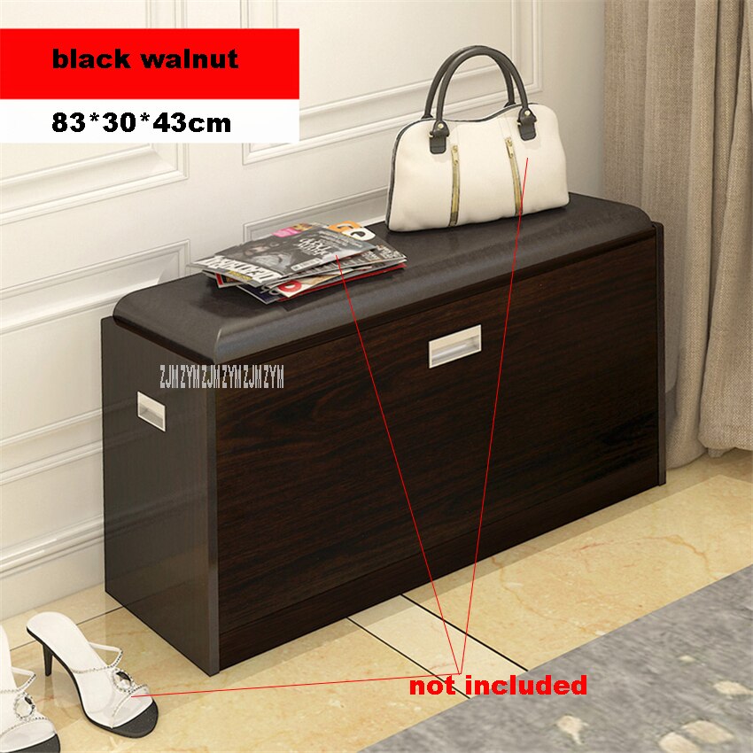 MAZ80 Free-Installation Wood Tipping Bucket Shoe Storage Cabinet Multifunctional Change Shoe Stool Shoe Rack Shoes Trying Stool: black walnut