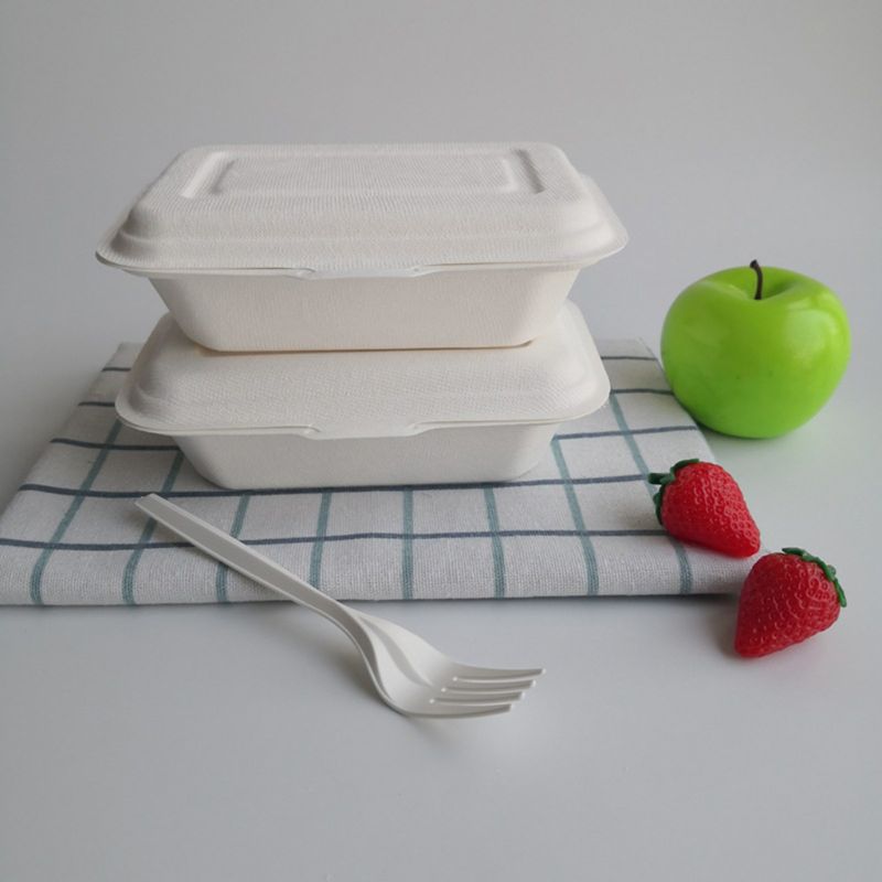 50Pcs 450ML Eco-friendly Disposable Takeout Food Containers Degradable Lunchbox