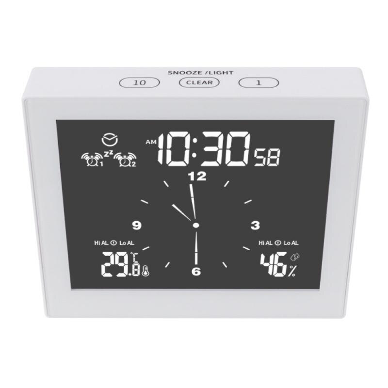 Multifunctionele Smart Wekker IPX4 Waterdicht Wekker Digitale Wekker Temperatuur Vochtigheid Display Fm Radio Kalender