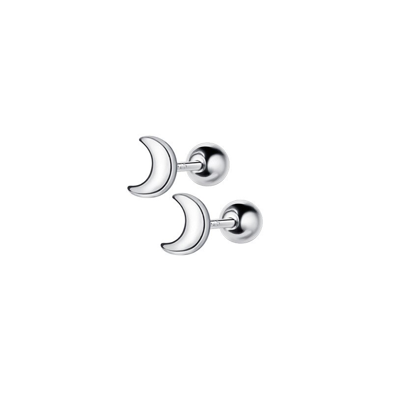 La Monada 925 Sterling Silver Earrings Stud Minimalist Beautiful Moon Stud Earrings For Women Silver 925 Fine In Jewelry: Silver