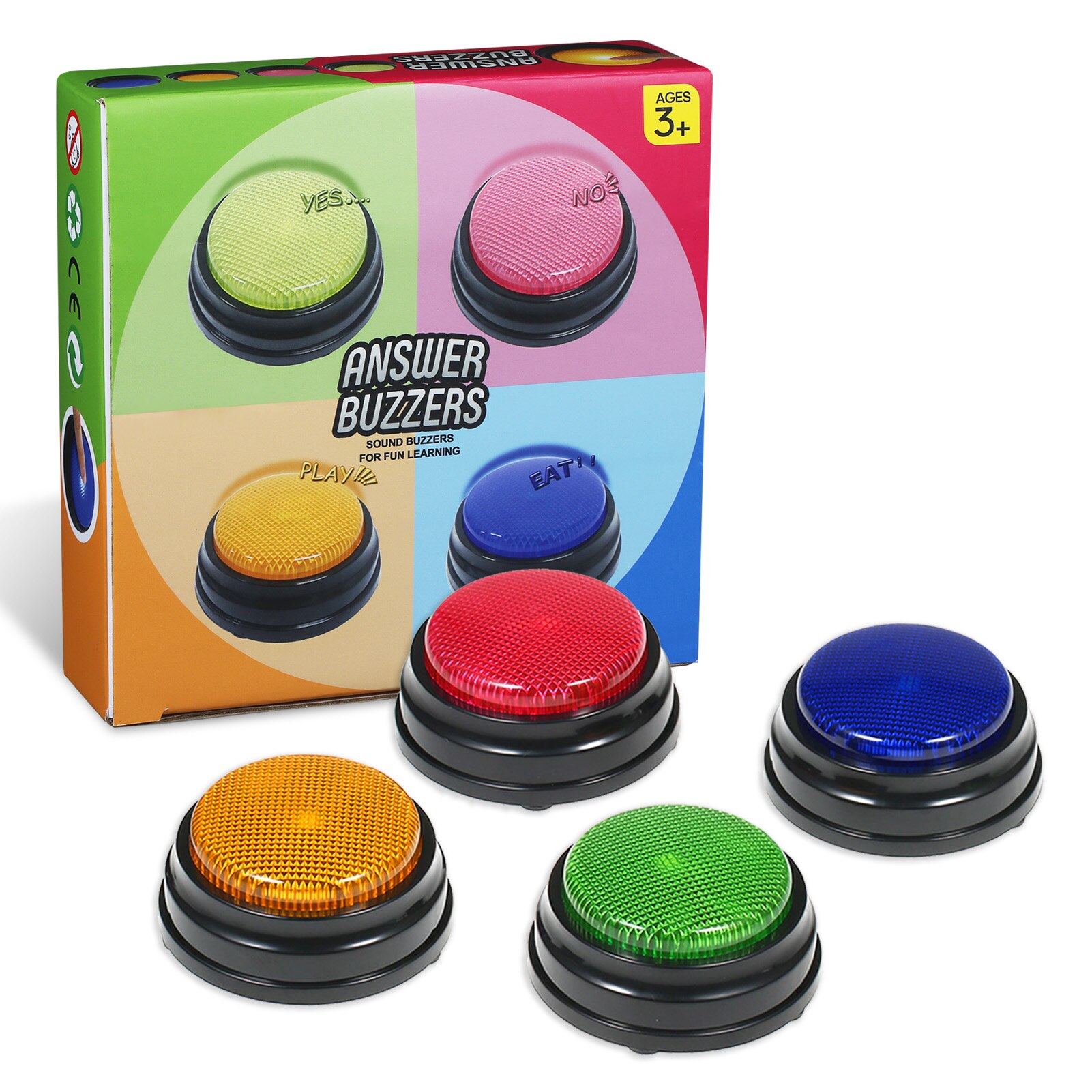 Bouton de jeu parlant enregistrable, réponse, buzzer, phonographe, bruit de fête, bouton d&#39;enregistrement vocal, jouet interactif pour enfants: LED Light