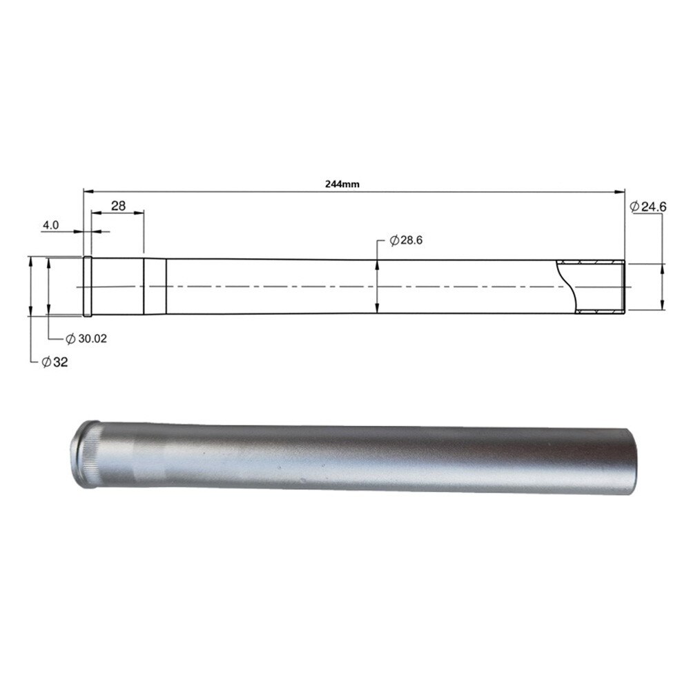 Mountain Bike Front Fork Extension Head Tube Aluminum Alloy Bicycle Fork Head Tube 28.6x244mm Straight Pipe Standpipe