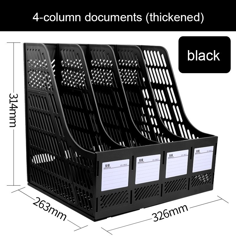4-column File Rack Frame Book Stand Bookshelf File Basket Office Supplies Simple Desk Top Folder Storage Box Desk Organizer: black