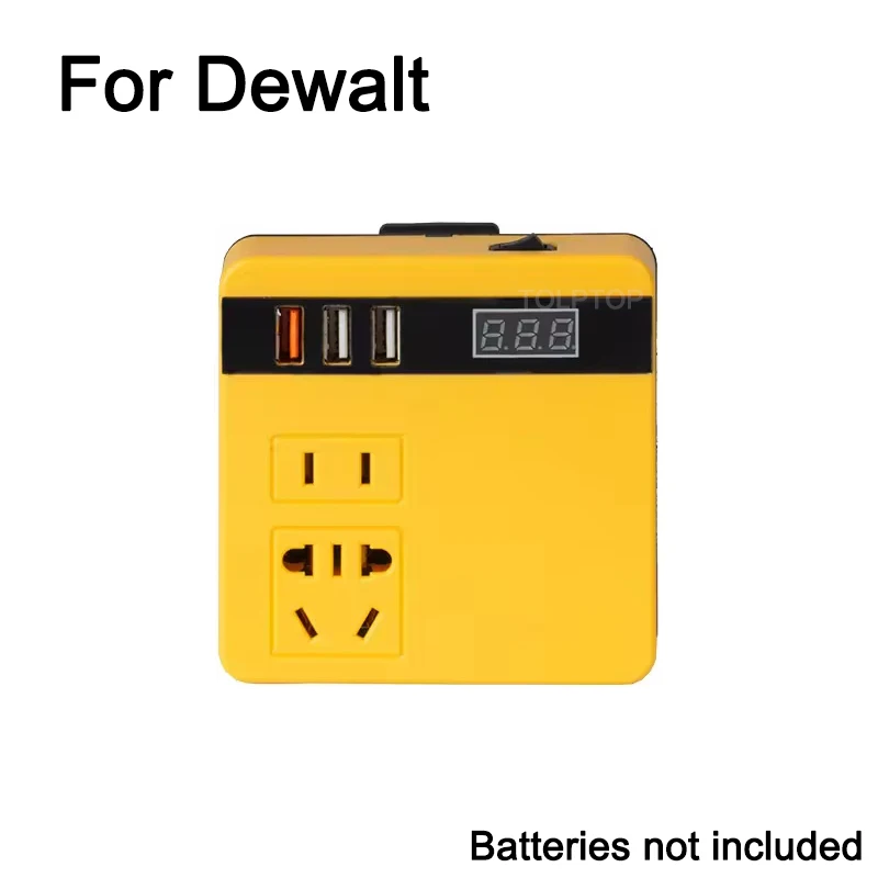 Inverter DC 18V To 220V Inverter Adapter For Makita/Dewalt/Milwaukee 18V Lithium Battery Multi-Function Power Supply Inverter: Chocolate