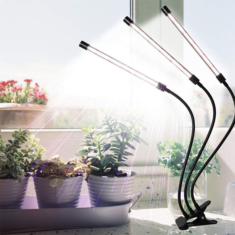 Plantengroeilicht, 5500K volledig spectrum clip LED-groeilamp voor kamerplanten Automatische timer en 5 dimbare niveaus (3 buizen): Default Title