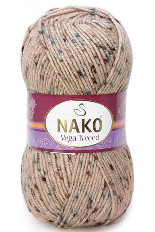 Fil tricoté à la main de supérieure + 12 options de couleurs + 195 mètres (100gr) + boule de fil à tricoter + Nako Vega Tweed + acrylique + accessoires + écharpe + béret + chapeau + passe-temps + fait à la main: 31751
