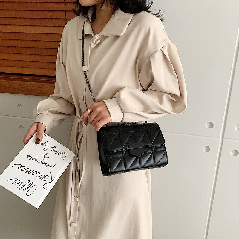 CAIDA Europäischen Platz Tasche Für Frauen sperren Kette Schulter Bote Taschen Neue PU Leder Handtasche