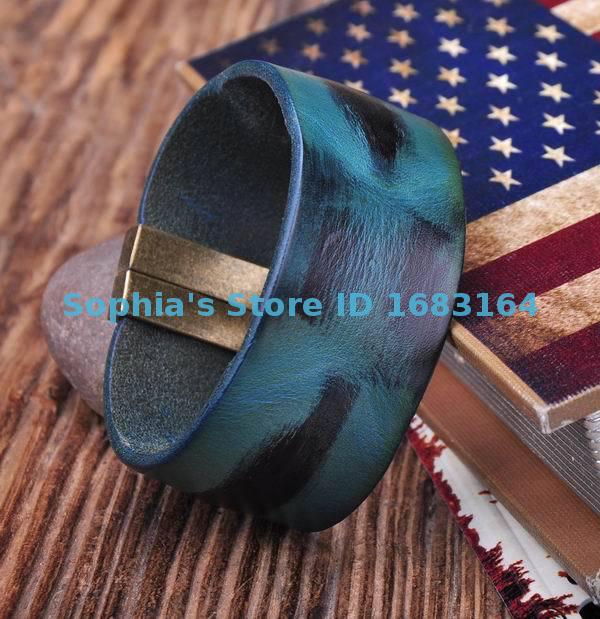 Populaire Blauw Lederen Hennep Vriendschap Manchet Armband Polsband Mens