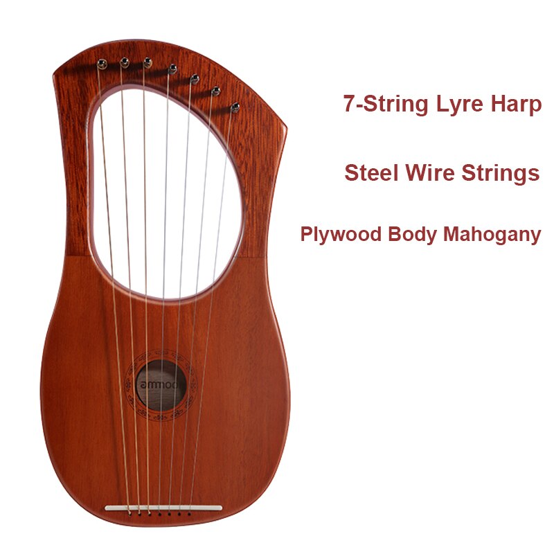 Muslady lyre 16 strenget opgraderet harpe bærbart massivt træ harpe kæbe harpe streng lyre harpe instrument 16 strenget streng instrument: 7- streng stil a