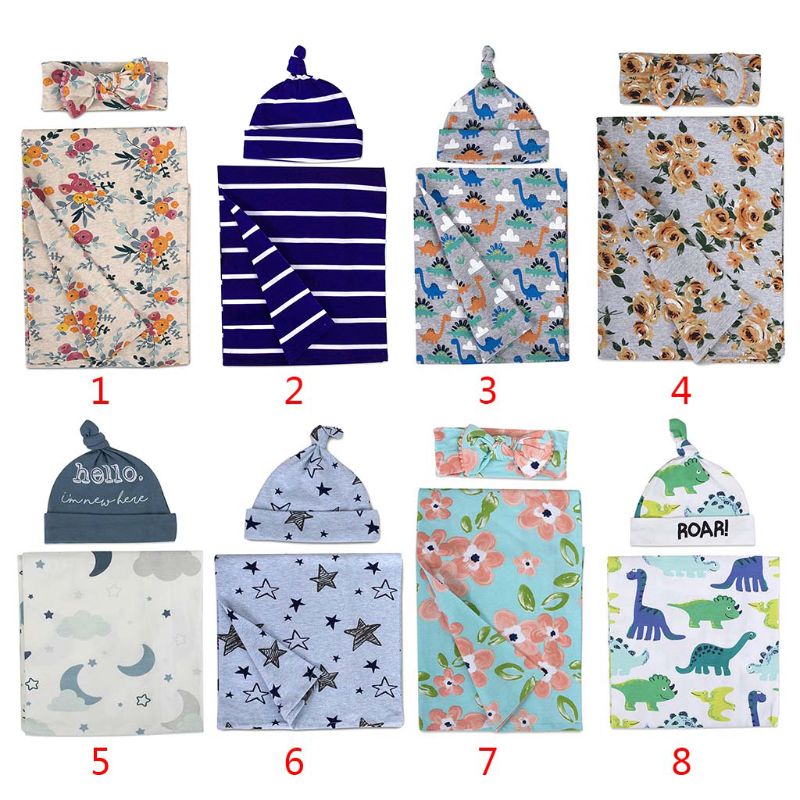 2 pièces/ensemble -né bébé recevant couverture bandeau/chapeau coton lange d'emmaillotage serviette 57BF