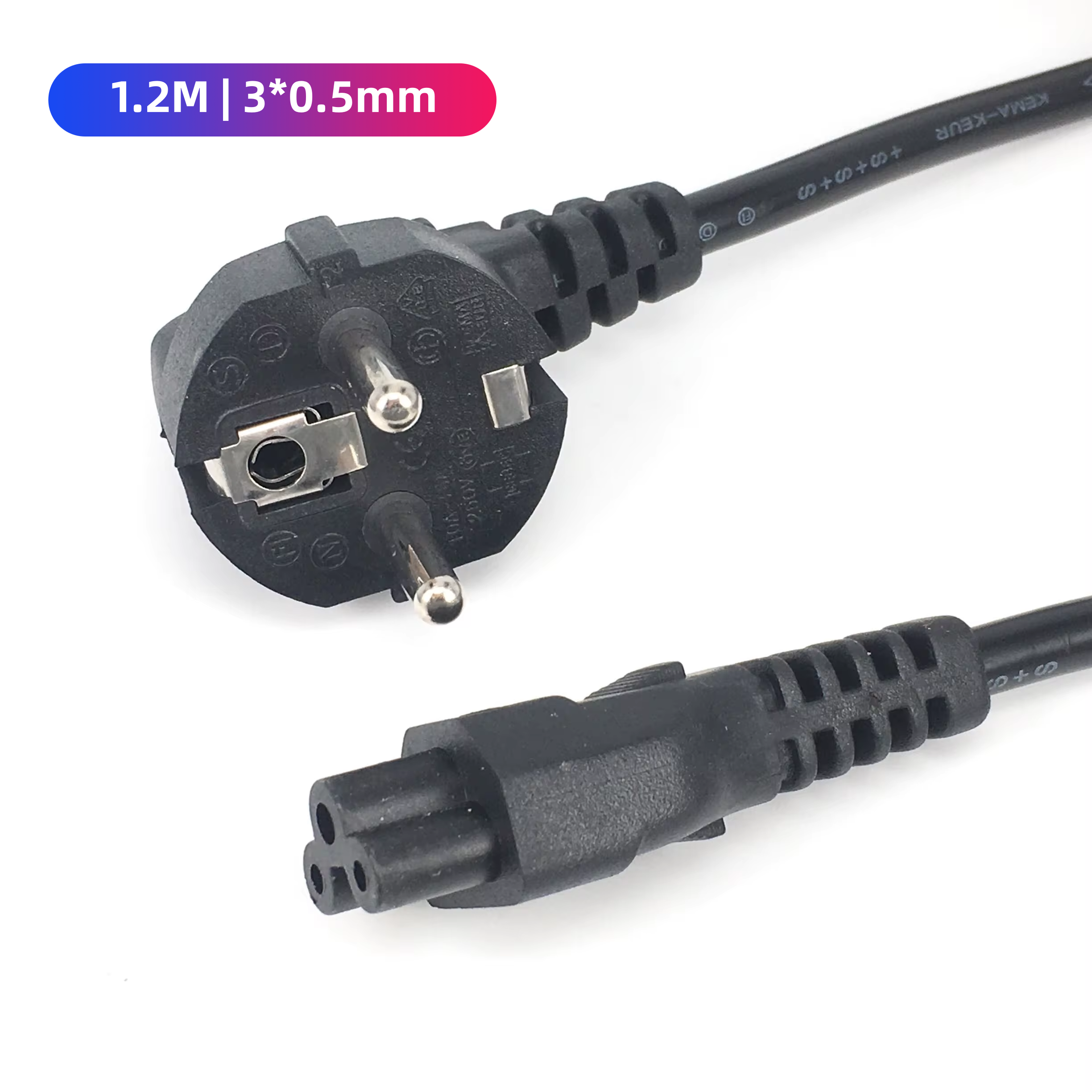 Cabo de alimentação ca europeu da ue euro iec c5 cabo de extensão de energia 1.2m 1.5m cabo de alimentação para notebook portátil pc monitor de computador: BRANCO
