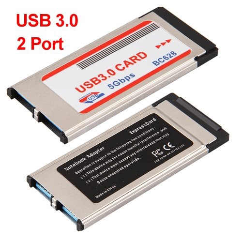 2 Port USB 3.0 Express Card Adapter Hub Cardbus for Laptop-CAA
