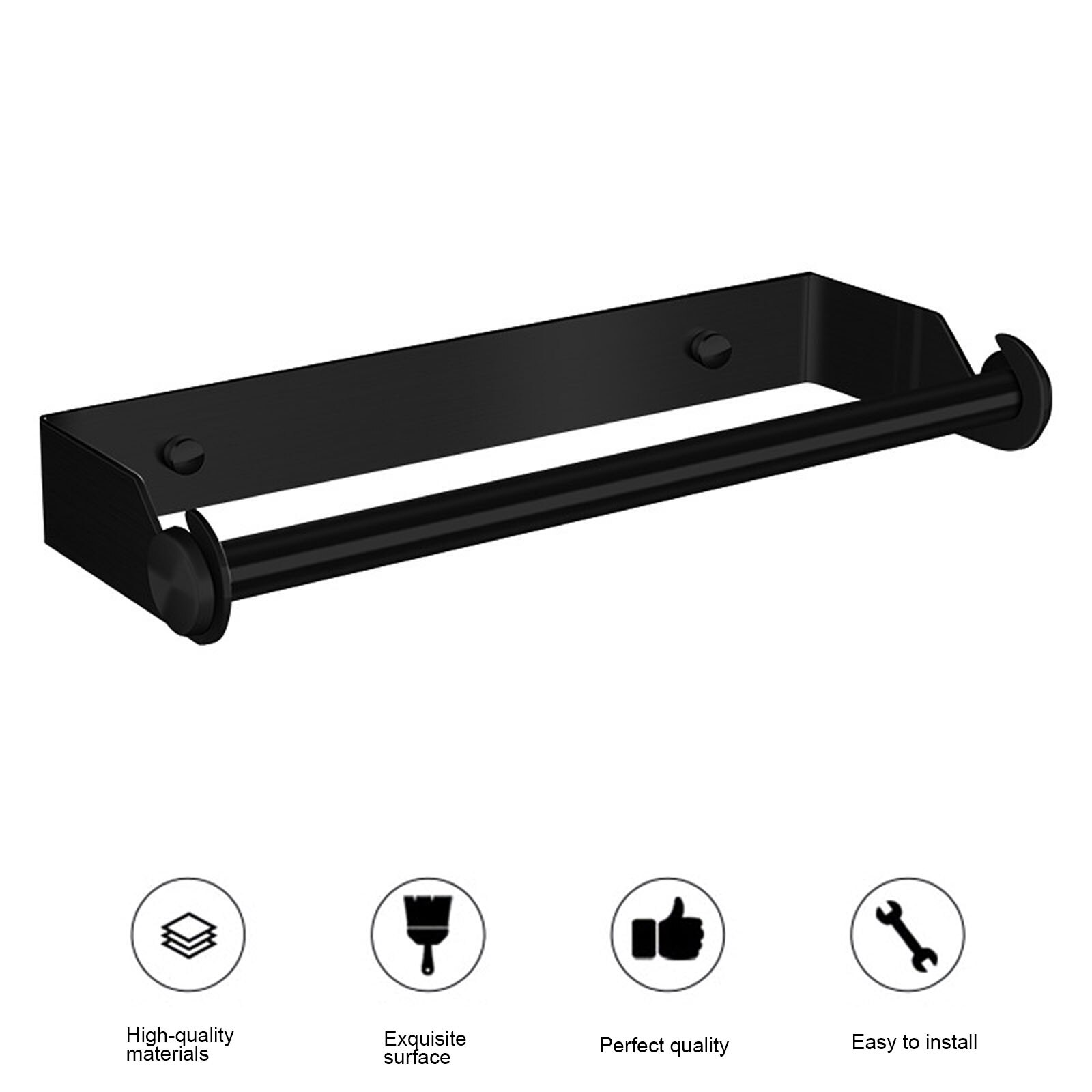 304 Kitchen Roll Paper Rack Wall Hanging Bathroom Roll Paper Holder Multi-function 304 Stainless Steel Bathroom Paper Towel Rack