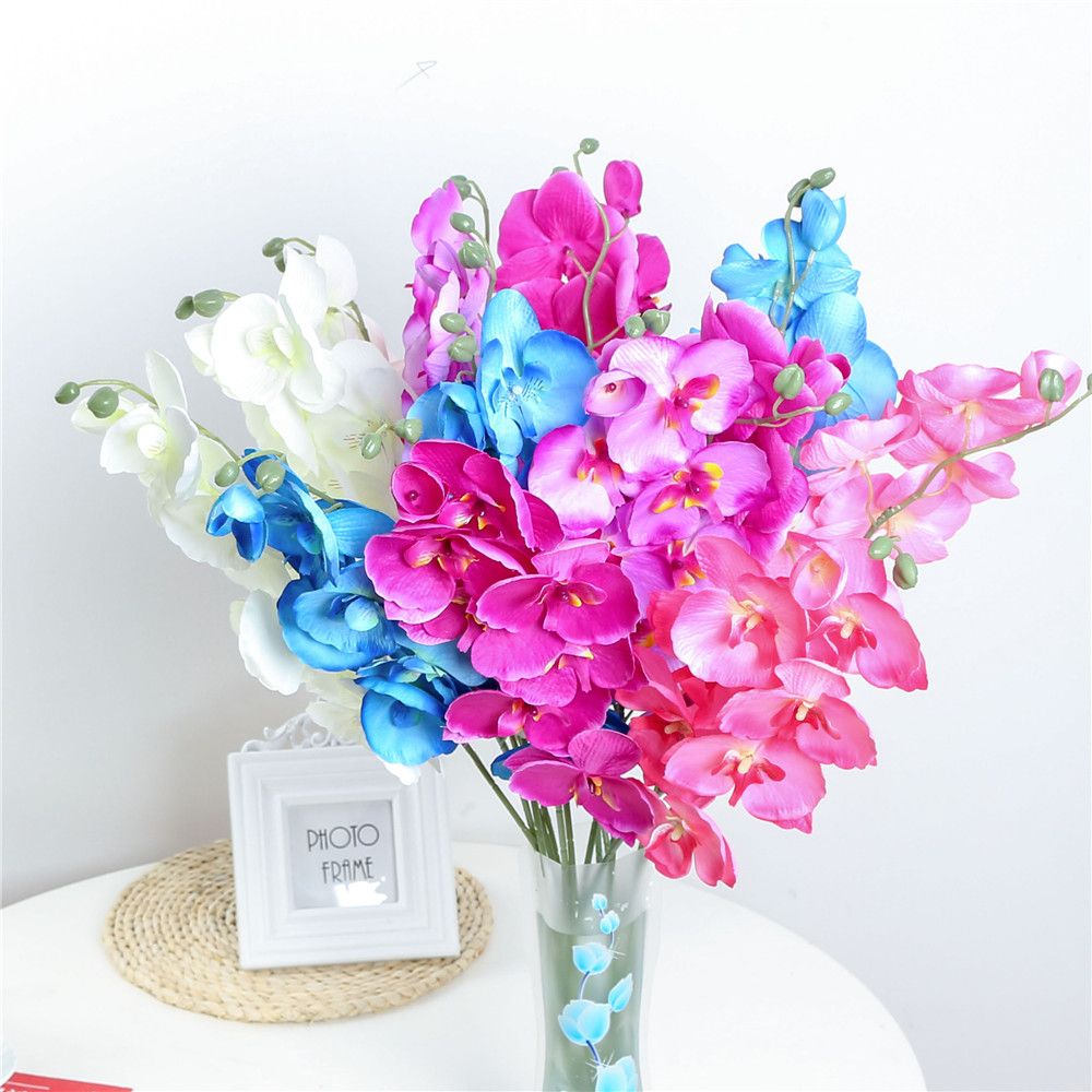 Bouquet d'orchidées artificielles, fleurs DIY, fleurs artificielles orchidées papillon, fleurs de Phalaenopsis, pour mariage, décoration pour la maison, 1 pièce