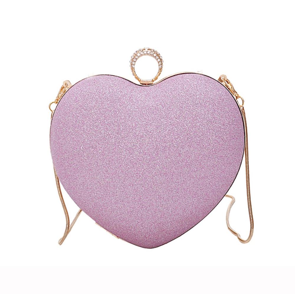 Dames dames meisjes hart bling schouderketting hart portemonnee dames crossbody mini kleine handtas tassen roze: D