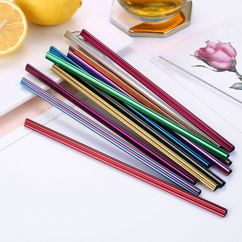 1pcs Drinking Straw Heart-shaped Straw Stainless Steel Reusable Straws Bar Boba Bubble Tea Milkshake Straight Straws Tubes