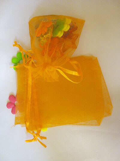 9*12cm 500pcs Multi color bags for jewelry/wedding/christmas/birthday Yarn bag with handles Packaging Organza bags: Orange