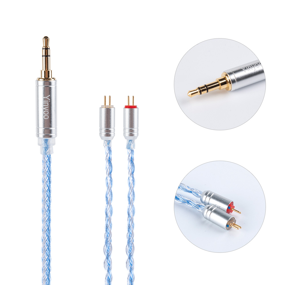 Cavo Auricolari Yinyoo 16 Fili Argentati - 2.5/3.5/4.4MM - Connettori MMCX/2PIN/QDC - per BLON KZ ASX: 2PIN 3.5