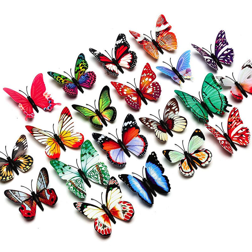 3D Lichtgevende Vlinder Muurstickers 4 Stuks Pvc Gesimuleerde Animal Art Kleurrijke Muurtattoo Woondecoratie Accessoires