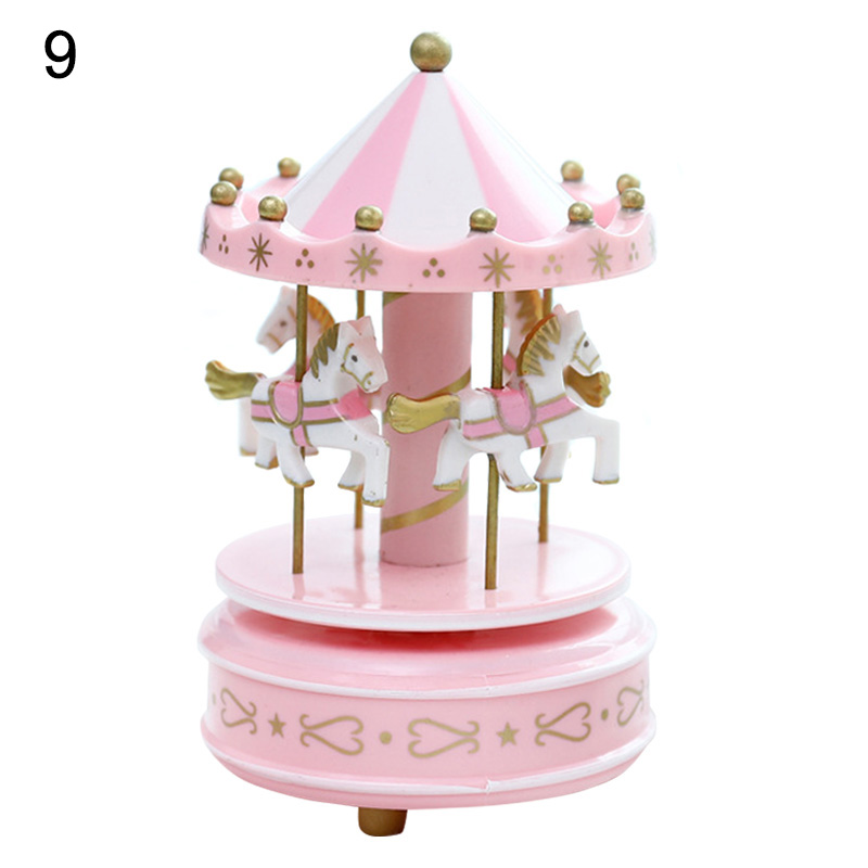Romantic Carousel Horse Music Box Toy Artistic Wooden Carousel Music Boxes Valentines Day Home Deocr: 9