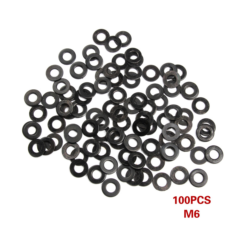 100PCS M2/M3/M4/M5/M6/M8 Carbon Steel Flat Machine Washer Plain Black Washer Furniture Gaskets