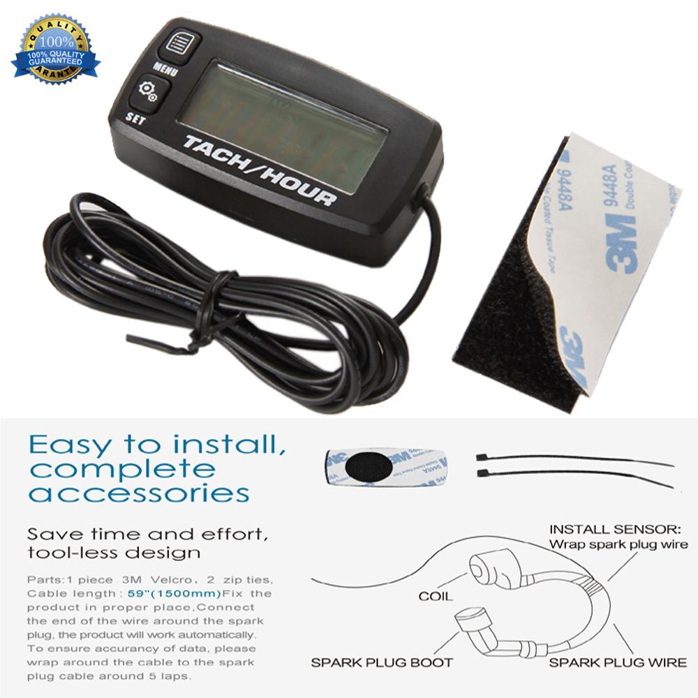 Inductive Tachometer Gauge Backlit Digital Resettable for motorcycle marine glider ATV snow lawn mower jet ski pit bike HM032R