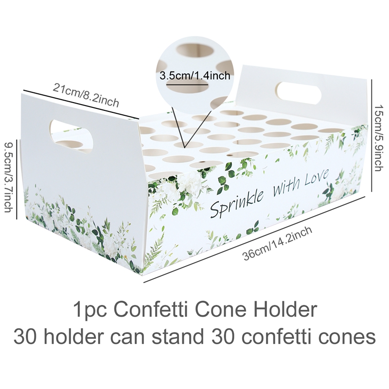 Wedding Confetti Cones Holder Support Wedding Decoration Flower Scraps Rustic Wedding Paper Tray Confetti Paper Cones Holder: green