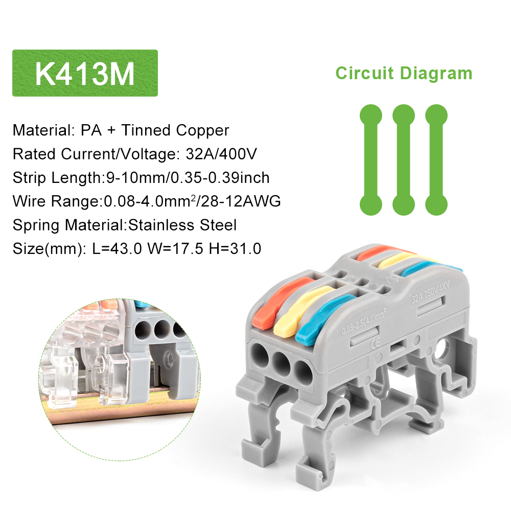 Din Rail Draad Connector Snelle Universele Compacte Elektrische Kabel Led Licht Lamp Conector Geleider Terminal Blok 2/3pin: Oranje