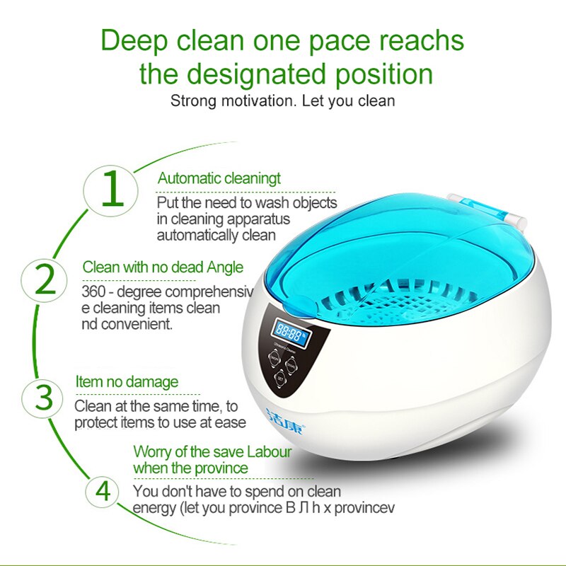 Digital Ultrasonic Cleaner Multi-Function Household Comercial Jewelry Ultrasound Sterilizing Machine Jewelry Glasses Watch