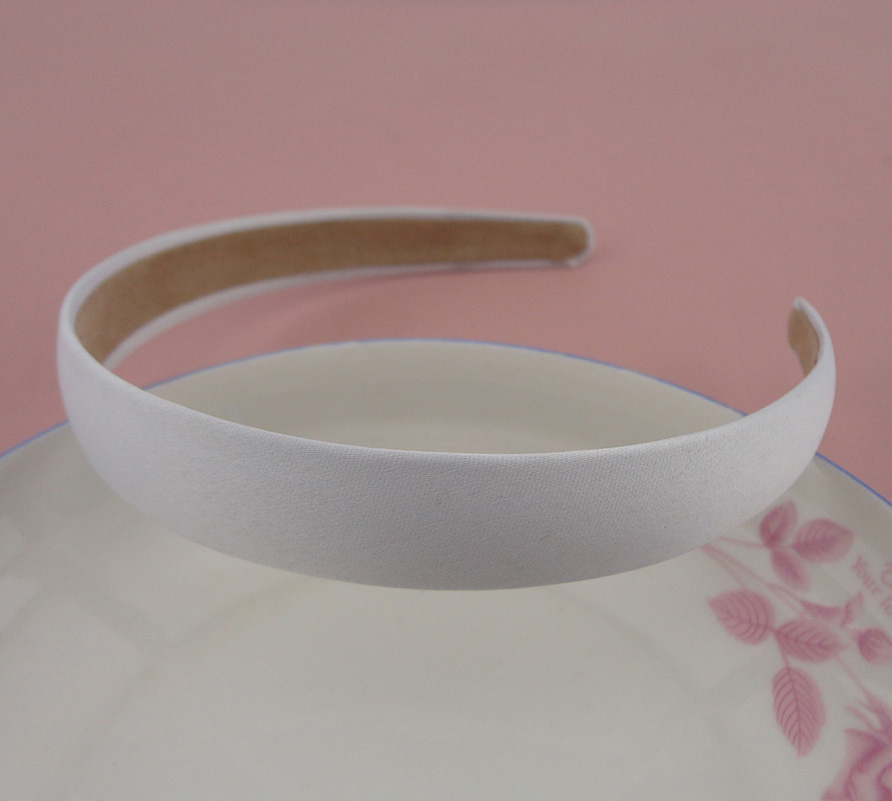 10PCS 20mm Satin Fabric Covered Plain Plastic Hair Headbands for women girls with velvet back for handmade hair accessories: WHITE