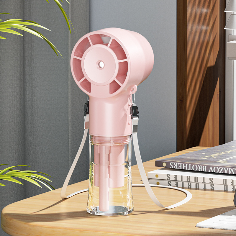 2025Portable Humidifier Fan Mini Handheld Mist Fan Portable USB Rechargeable Handheld Fan Water Spray Hand Fan Outdoor Small Fan: Navy