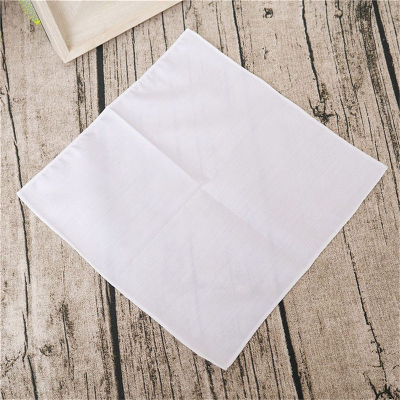 Vallitsevat nenäliinat tasku puuvilla valkoiset nenäliinat häihin rento yksivärinen tasku neliömäinen pyyhe 23*23cm hanky: Valkoinen