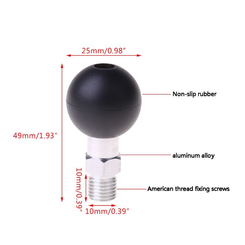 1 pièce 1 pouce socle à billes M10 X 1.25 filetage mâle montage | Moto moto pour Ram Moun