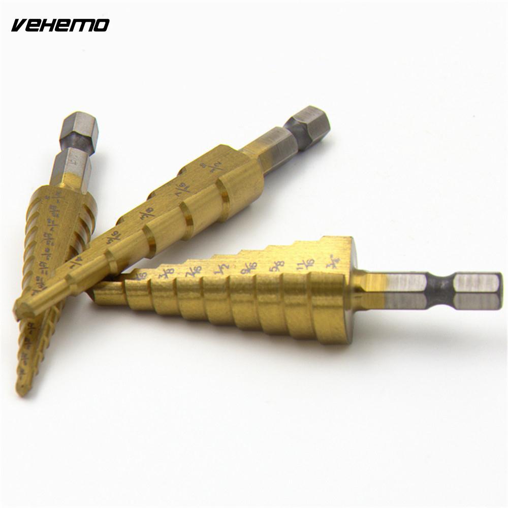 Vehemo 3 st kon steg borrkrona titan hss brotsch triangel huvudbelagd kit set