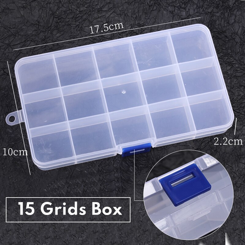 8/10/24/36 Compartment Organizer Box With Adjustable Dividers Plastic Storage Container For Jewelry Craft Diy Bead Sewing: 15Grids